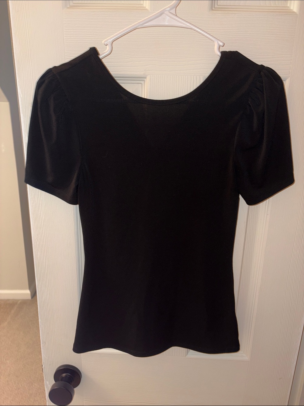 Express Black Puff Sleeve Scoop Neck Top
